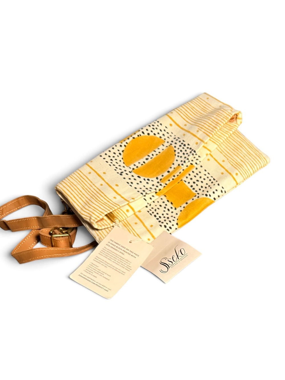 Sseko Custom-Made Wood Block Painted Canva Print Foldover Crossbody